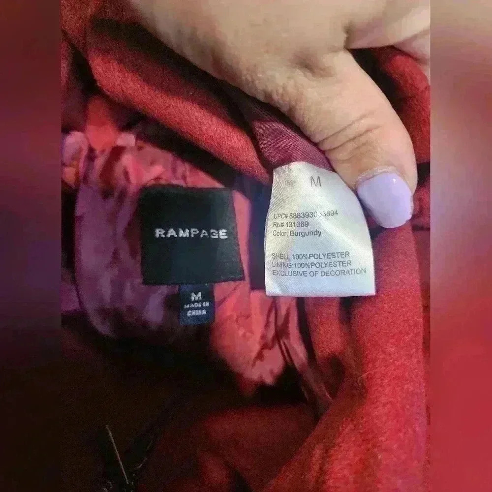 Rampage Sz Medium Burgundy Toggle Button Womens Coat Jacket Blazer NWT - Picture 5 of 7